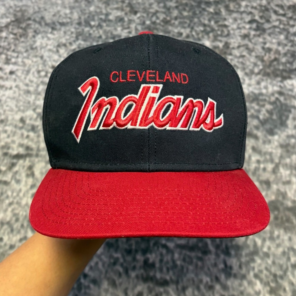 Vintage Cleveland Indians Sports Specialties Script Hat Snapback Side Logo RARE